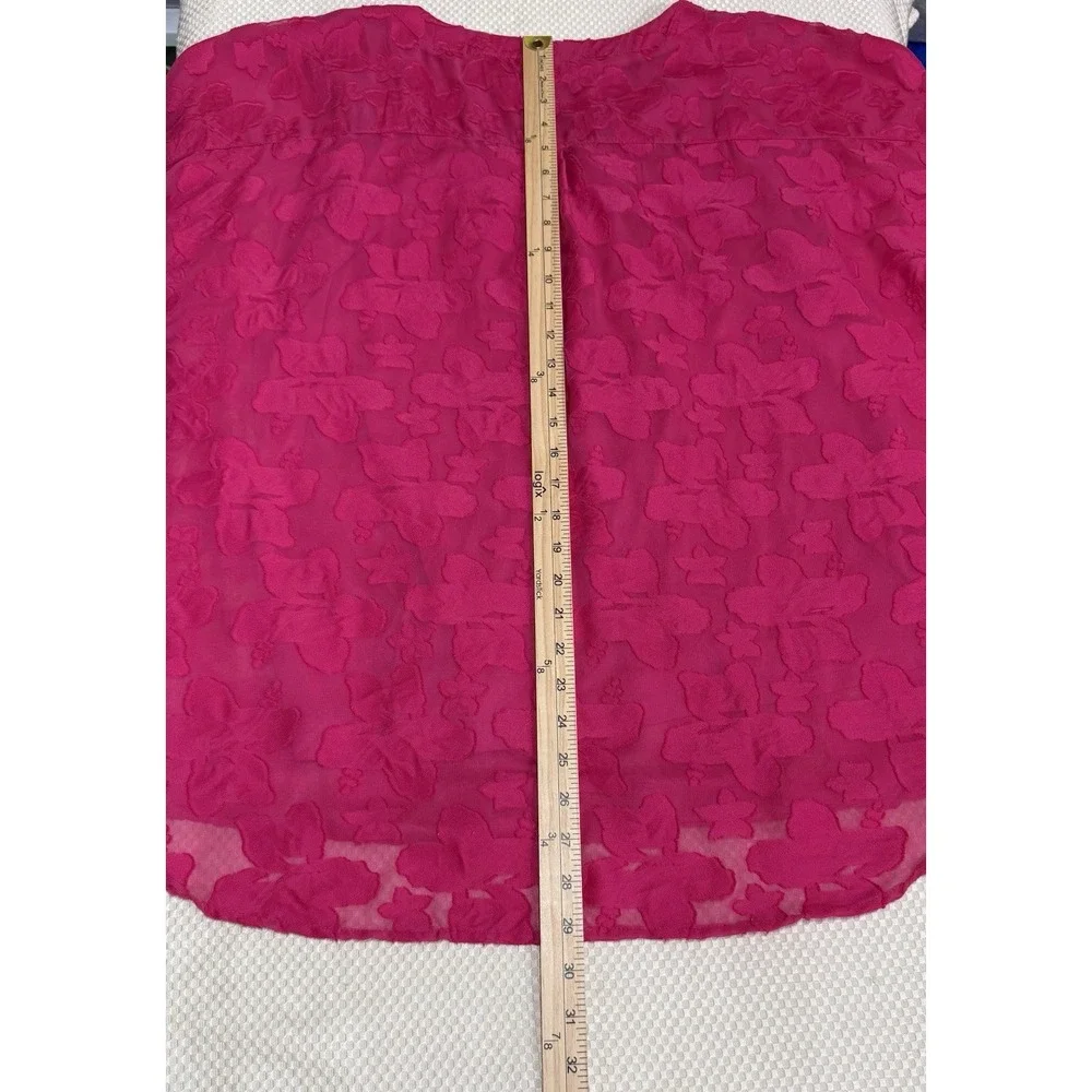 Investments II Top Women's 2X Pink Crew Neck Short Sleeve Floral Appliqué Casual - Picture 4 of 8